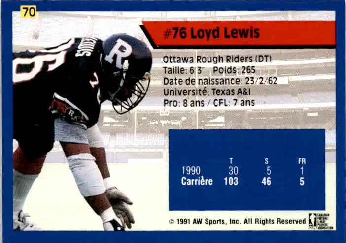 1991 All World CFL French #70 Loyd Lewis - Football Card Single