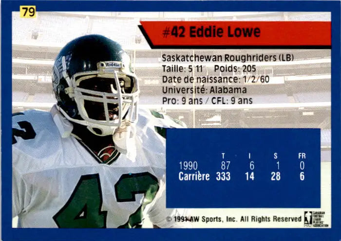1991 All World CFL French #79 Eddie Lowe - Football Card Single
