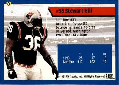 1991 All World CFL French #8 Stewart Hill - Football Card Single