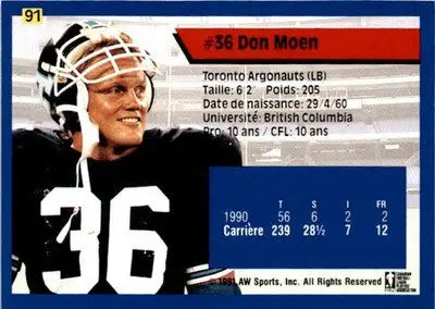1991 All World CFL French #91 Don Moen - Football Card Single