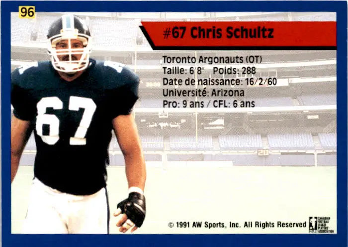 1991 All World CFL French #96 Chris Schultz - Football Card Single