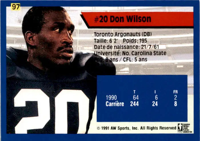 1991 All World CFL French #97 Don Wilson - Football Card Single
