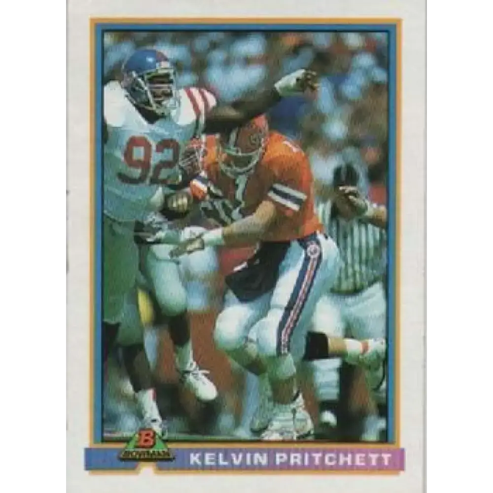1991 Bowman #157 Kelvin Pritchett NM-MT RC Rookie Detroit Lions Football Card - Football Card Single