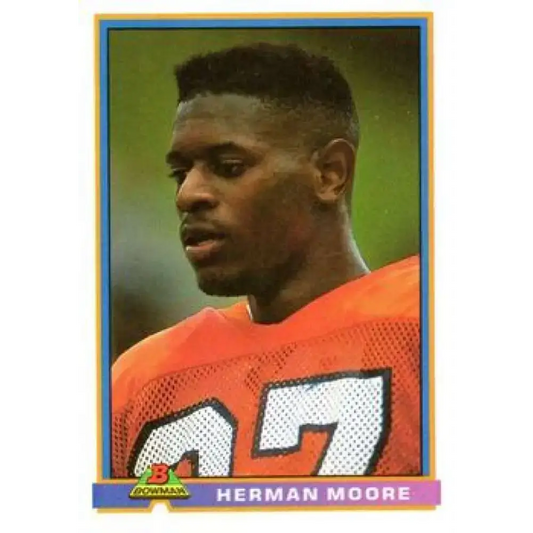 1991 Bowman #158 Herman Moore NM-MT RC Rookie Detroit Lions Football Card