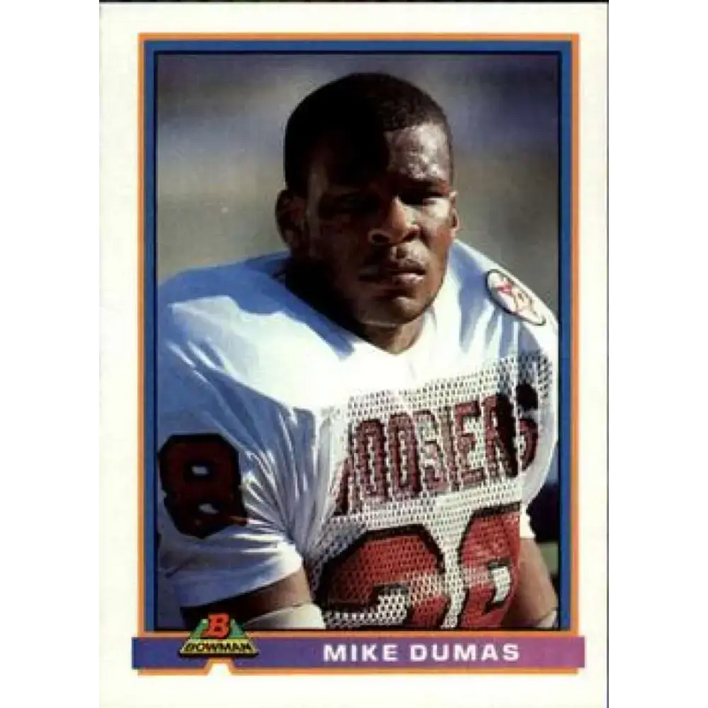 1991 Bowman #196 Mike Dumas NM-MT RC Rookie Houston Oilers Football Card - Football Card Single
