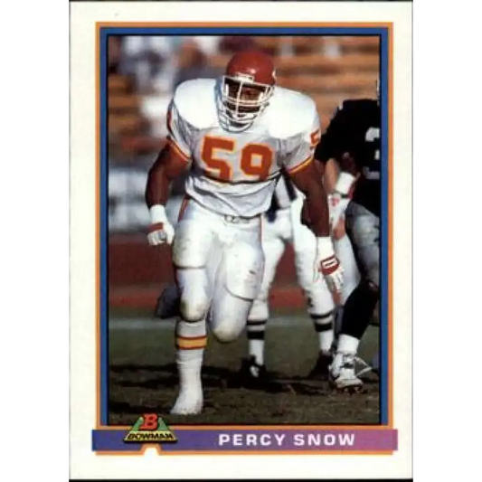 1991 Bowman #219 Percy Snow NM-MT Kansas City Chiefs Football Card