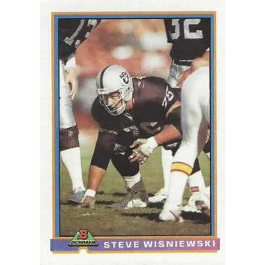 1991 Bowman #242 Steve Wisniewski NM-MT Los Angeles Raiders Football Card - Football Card Single