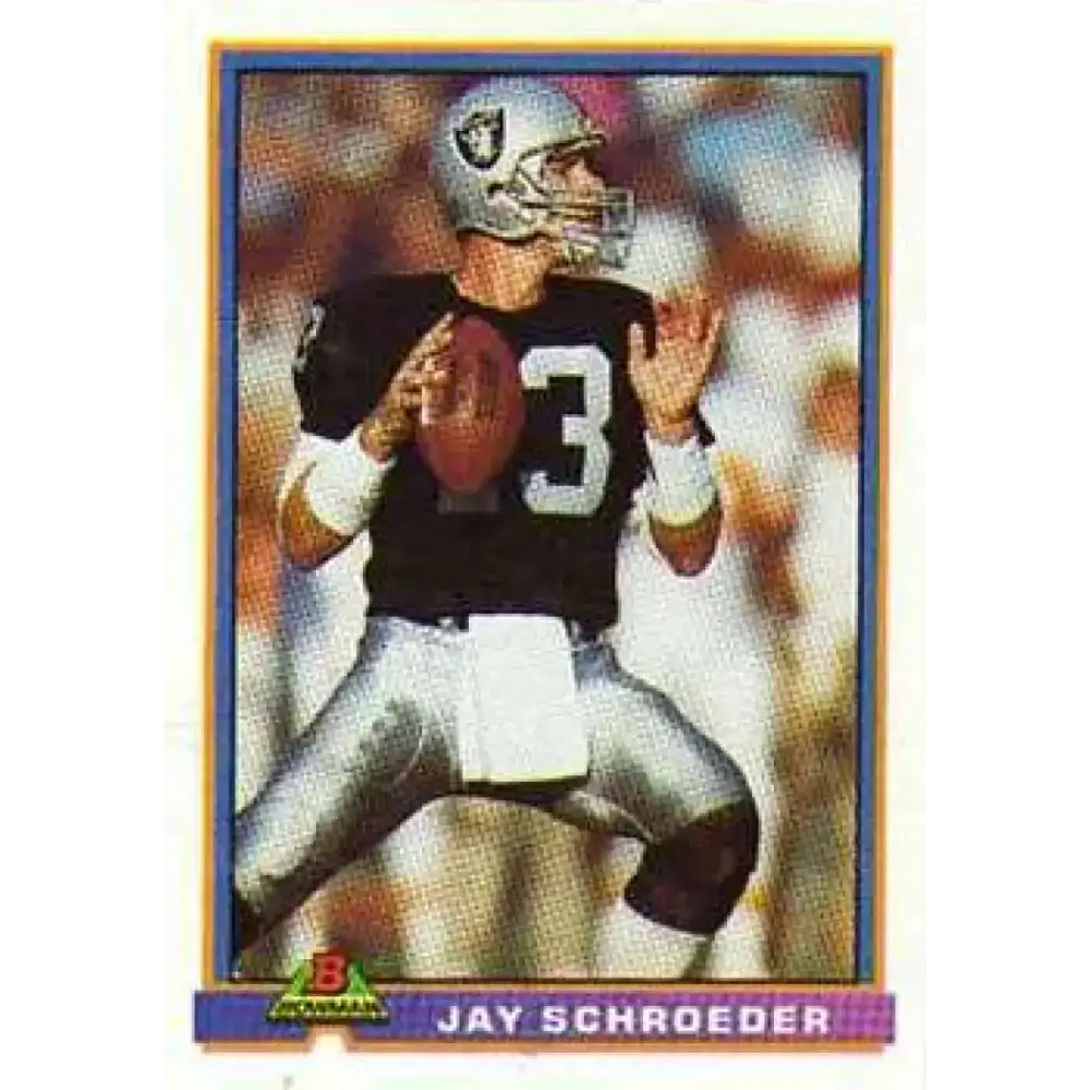 1991 Bowman #251 Jay Schroeder NM-MT Los Angeles Raiders Football Card - Football Card Single