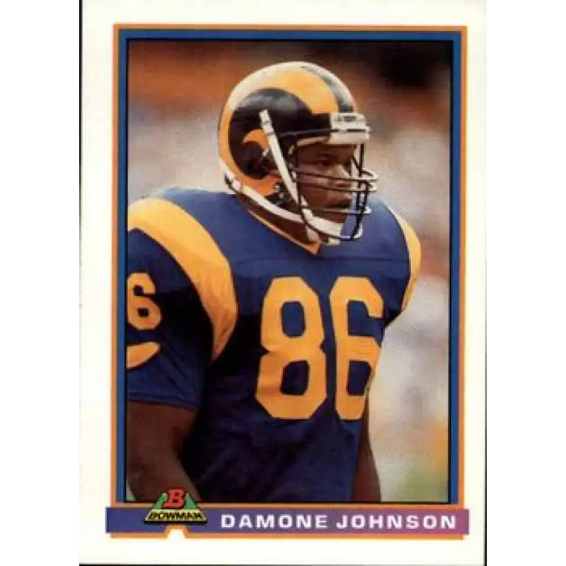 1991 Bowman #266 Damone Johnson NM-MT RC Rookie Los Angeles Rams Football Card - Football Card Single
