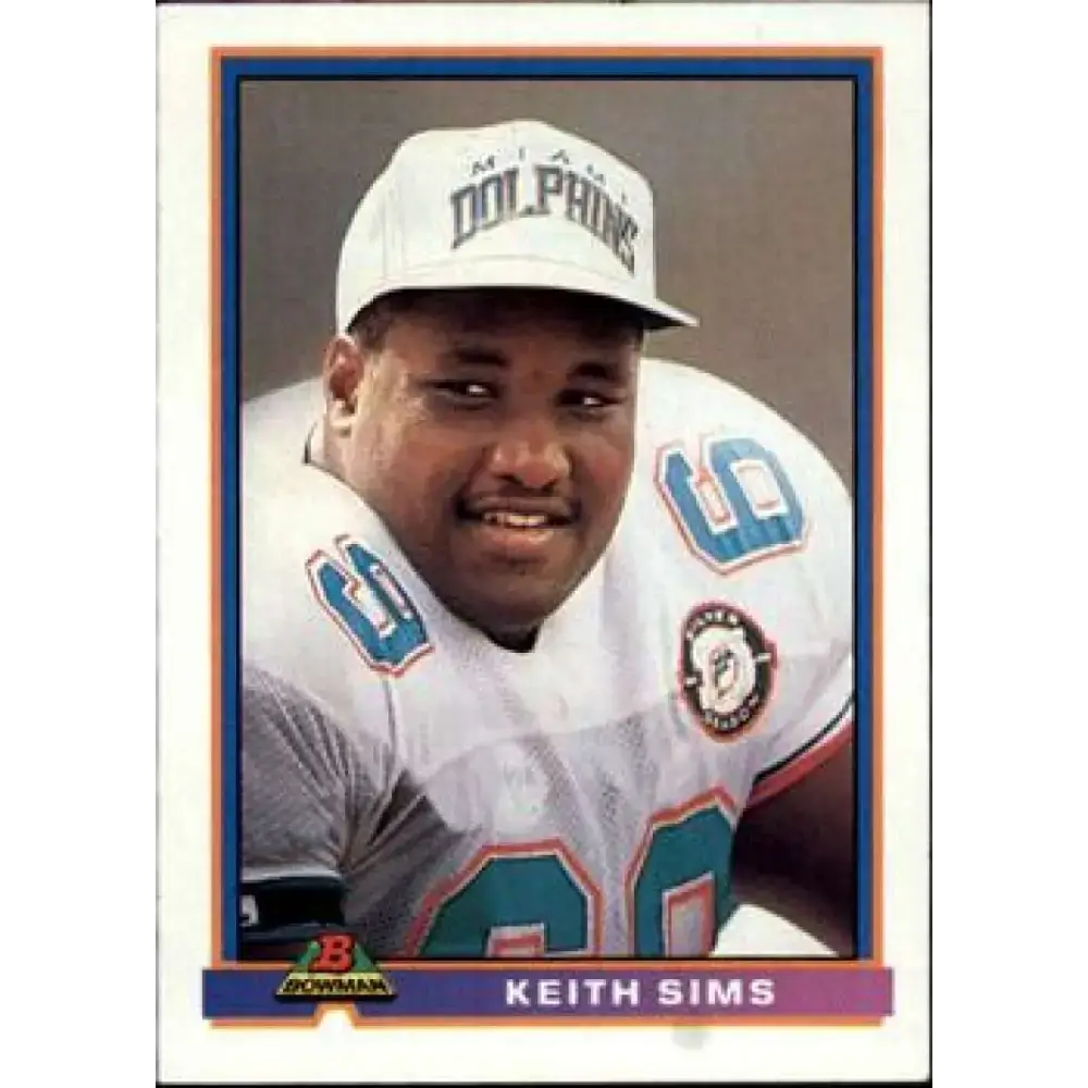 1991 Bowman #288 Keith Sims NM-MT Miami Dolphins Football Card - Football Card Single