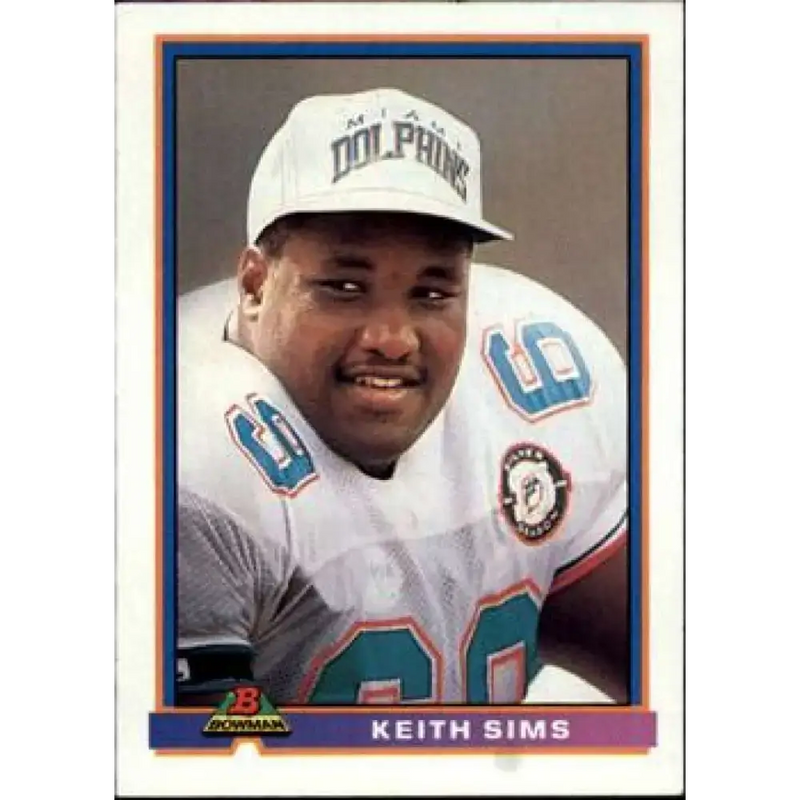 1991 Bowman #288 Keith Sims NM-MT Miami Dolphins Football Card - Football Card Single