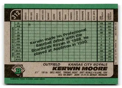 1991 Bowman #312 Kerwin Moore - Baseball Card Single