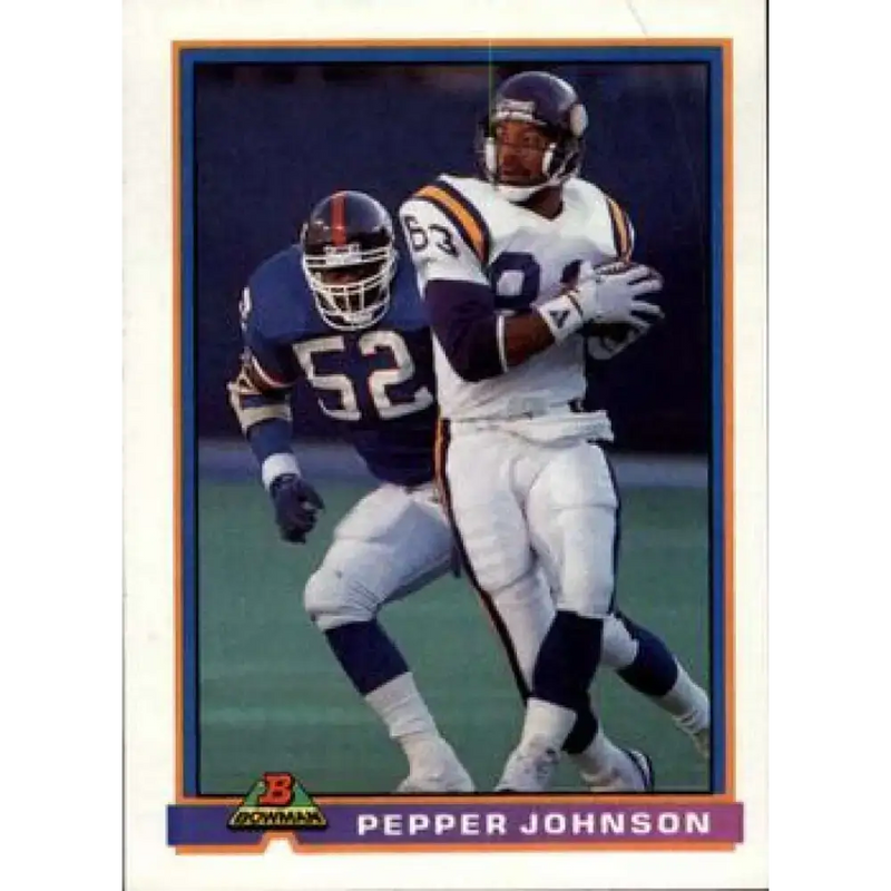 1991 Bowman #357 Pepper Johnson NM-MT New York Giants Football Card - Football Card Single
