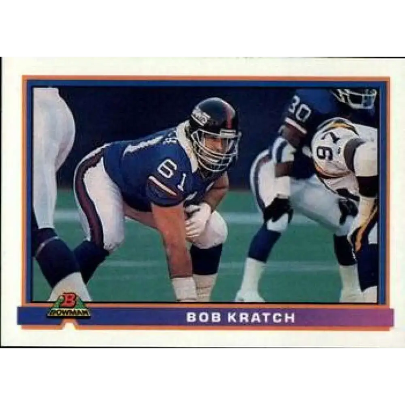 1991 Bowman #370 Bob Kratch NM-MT RC Rookie New York Giants Football Card - Football Card Single
