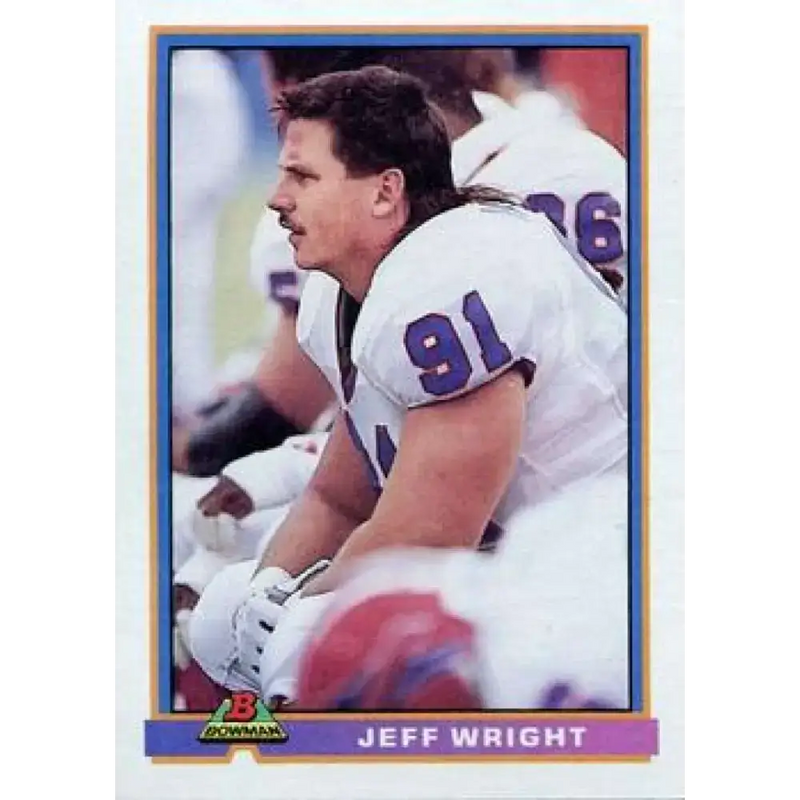 1991 Bowman #38 Jeff Wright NM-MT RC Rookie Buffalo Bills Football Card - Football Card Single
