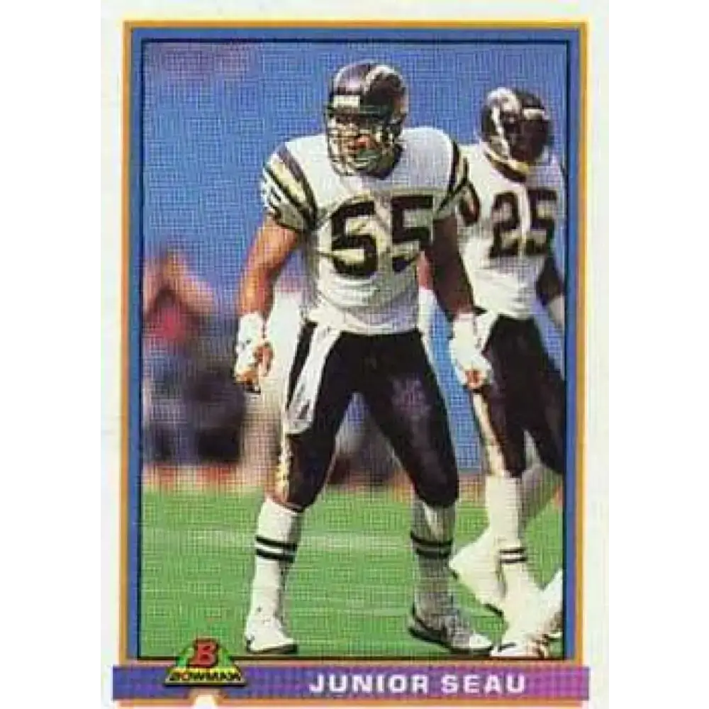 1991 Bowman #455 Junior Seau NM-MT San Diego Chargers Football Card - Football Card Single