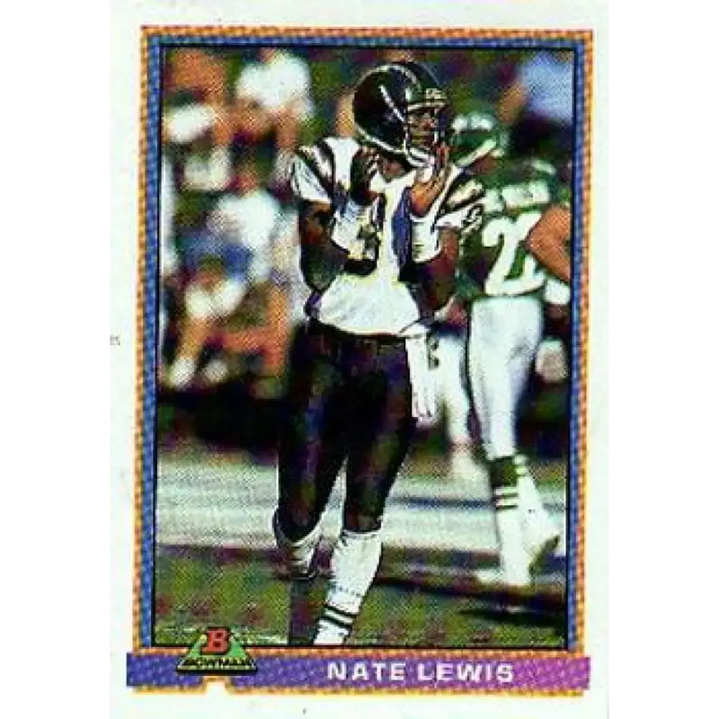 1991 Bowman #456 Nate Lewis NM-MT RC Rookie San Diego Chargers Football Card - Football Card Single