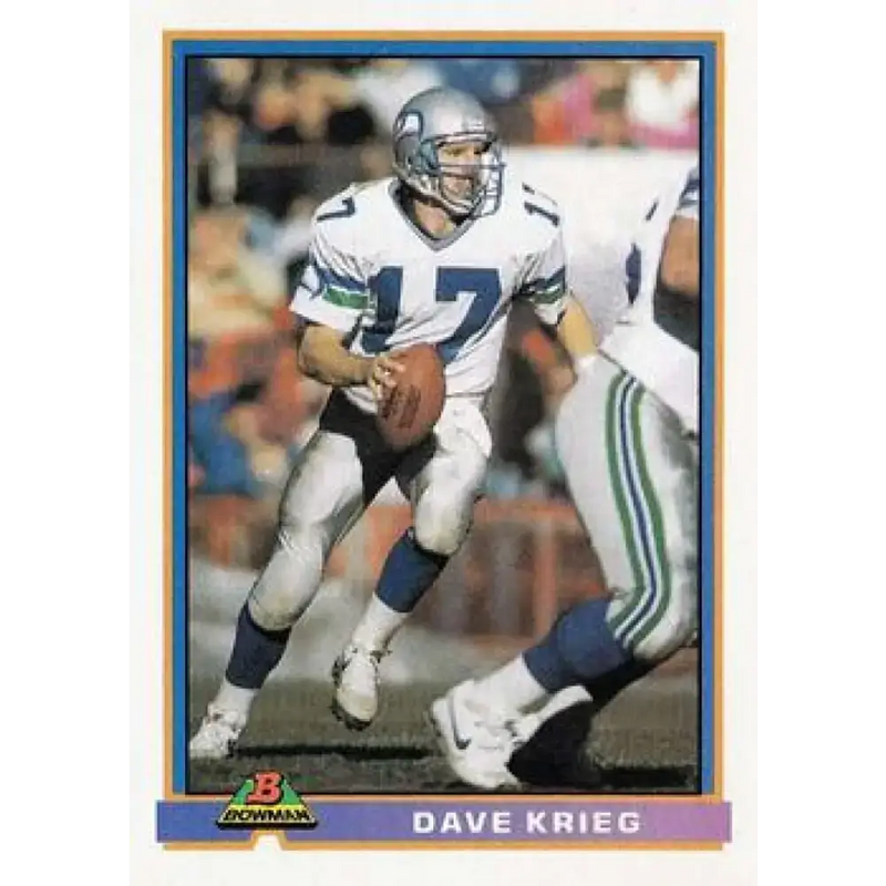 1991 Bowman #500 Dave Krieg NM-MT Seattle Seahawks Football Card - Football Card Single