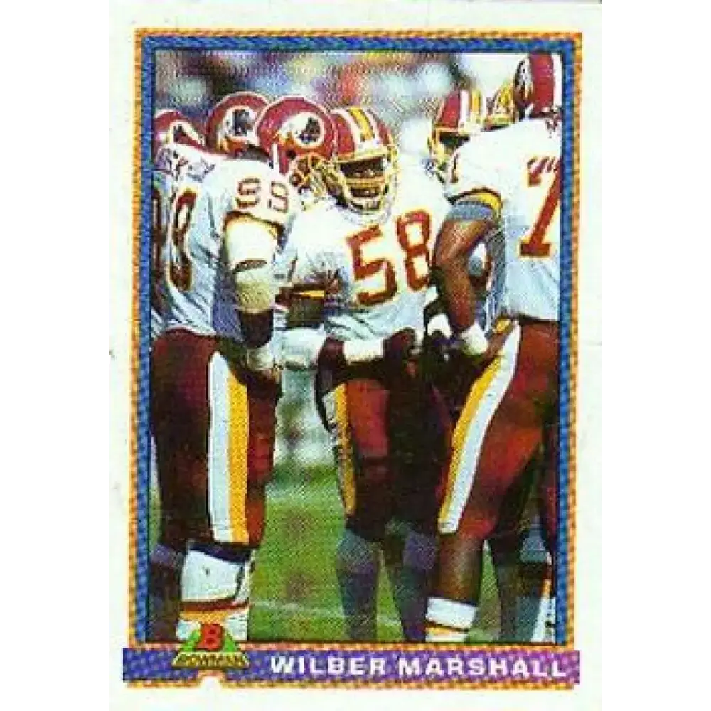 1991 Bowman #539 Wilber Marshall NM-MT Washington Redskins Football Card - Football Card Single