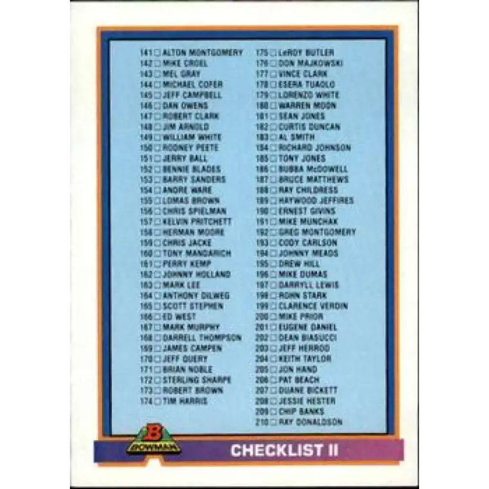 1991 Bowman #559 Checklist 141-280 NM-MT Football Card - Football Card Single