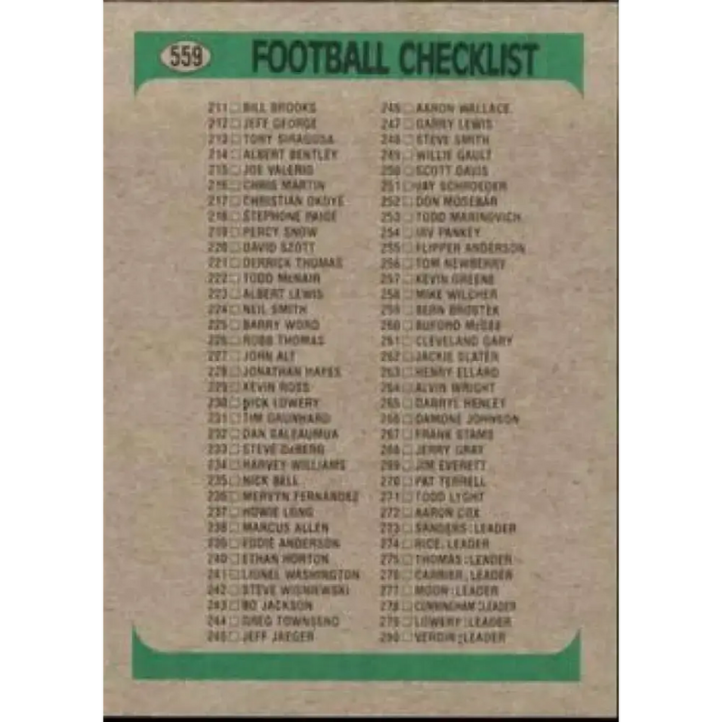 1991 Bowman #559 Checklist 141-280 NM-MT Football Card - Football Card Single