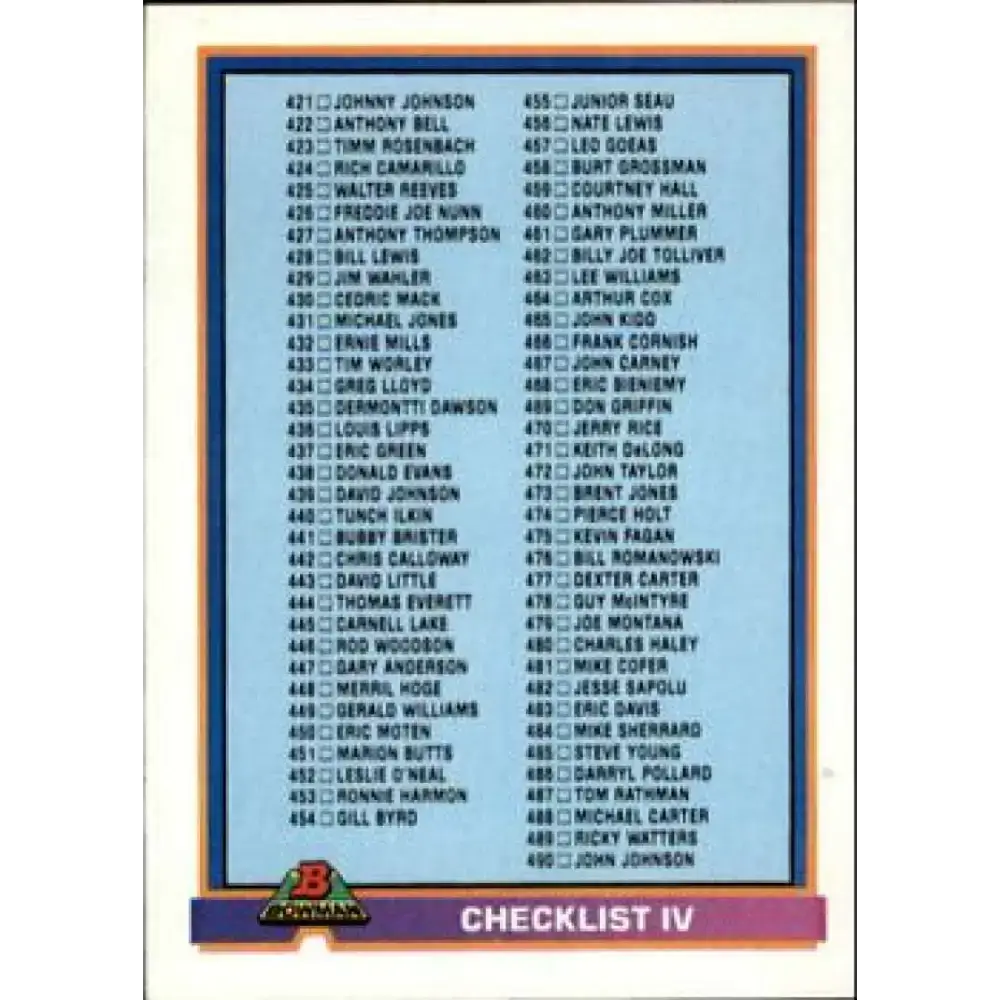 1991 Bowman #561 Checklist 421-561 NM-MT Football Card - Football Card Single