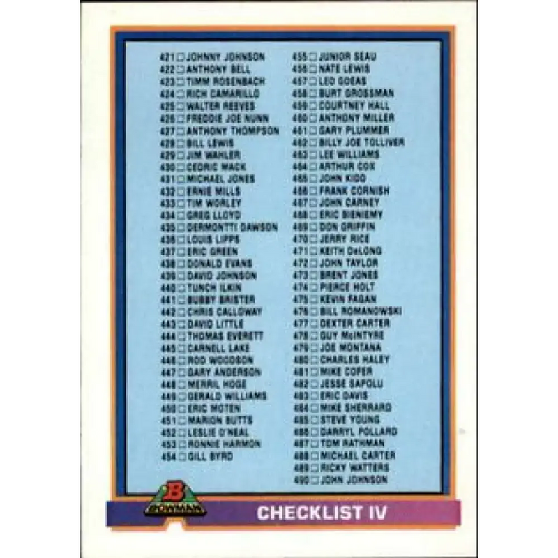1991 Bowman #561 Checklist 421-561 NM-MT Football Card - Football Card Single