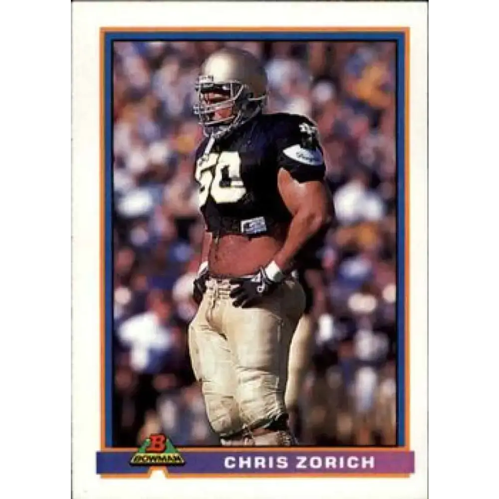 1991 Bowman #71 Chris Zorich NM-MT RC Rookie Chicago Bears Football Card - Football Card Single