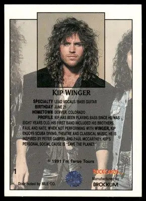 1991 Brockum RockCards Kip Winger #1 - Other