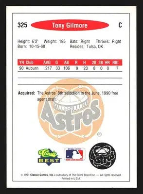 1991 Classic Best #325 Tony Gilmore Burlington Astros - Baseball Card Single