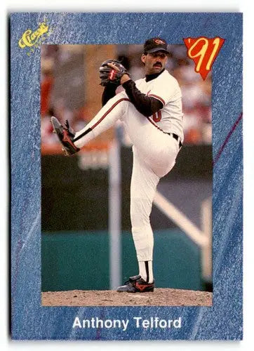Original gloss T16 Anthony Telford baseball card from 1991 Classic I series