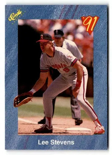 Original gloss T25 Lee Stevens baseball card from 1991 Classic I in near mint condition