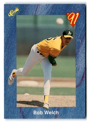 Original gloss T76 Bob Welch baseball card from 1991 Classic I Athletics product