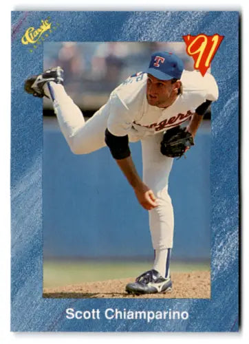 Original gloss T84 Scott Chiamparino baseball card from 1991 Classic I #T84 Rangers