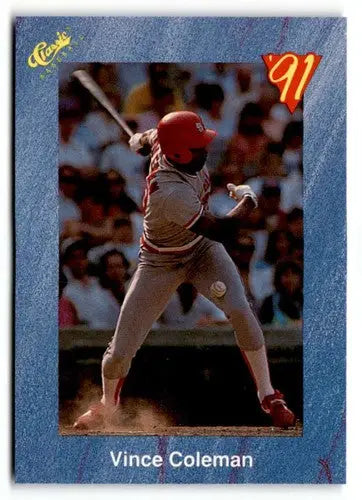 Original gloss 1991 Classic T91 Vince Coleman baseball card for collectors