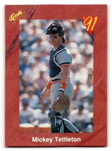 Original gloss T62 Mickey Tettleton Detroit Tigers baseball card from 1991 Classic II