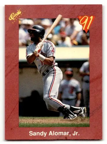 Original gloss T68 Sandy Alomar Jr baseball card from 1991 Classic II Cleveland Indians