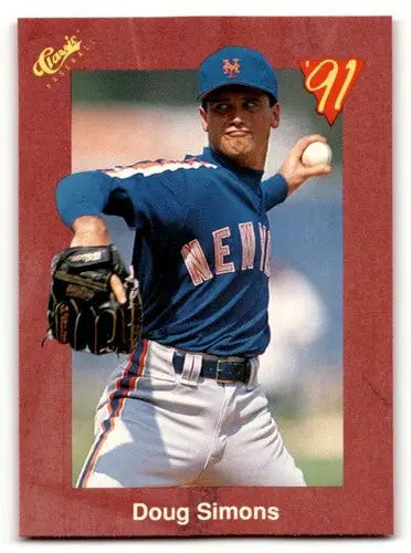 Original gloss T86 Doug Simons baseball card featuring New York Mets baseball team