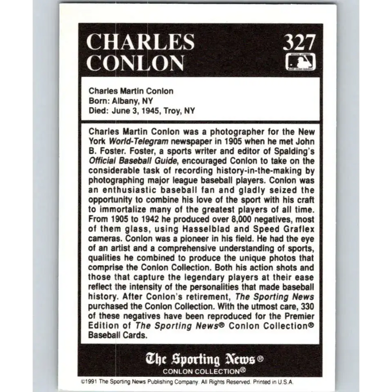 1991 Conlon Collection #327 Charles Conlon EX Excellent Baseball Card - Baseball Card Single