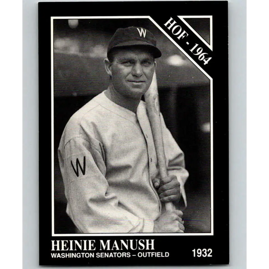1991 Conlon Collection #63 Heinie Manush EX Excellent Washington Senators Baseball Card - Baseball Card Single
