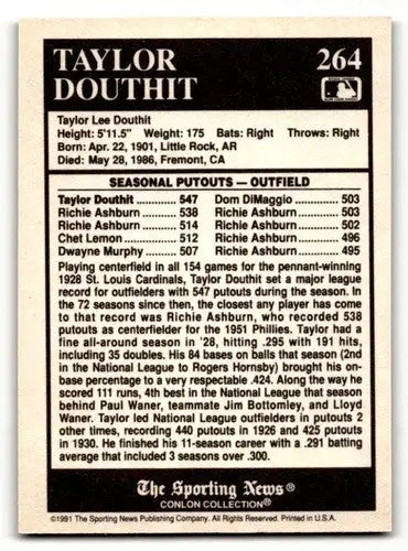 1991 Conlon Collection TSN #264 Taylor Douthit St. Louis Cardinals B ID:52996 - Baseball Card Single