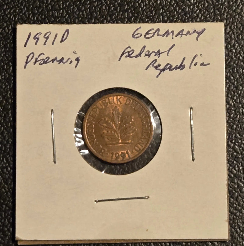 1991 D Germany 1 Pfennig - Uncirculated - Munich Mint - Pre-Euro Coin - Coins & Currency
