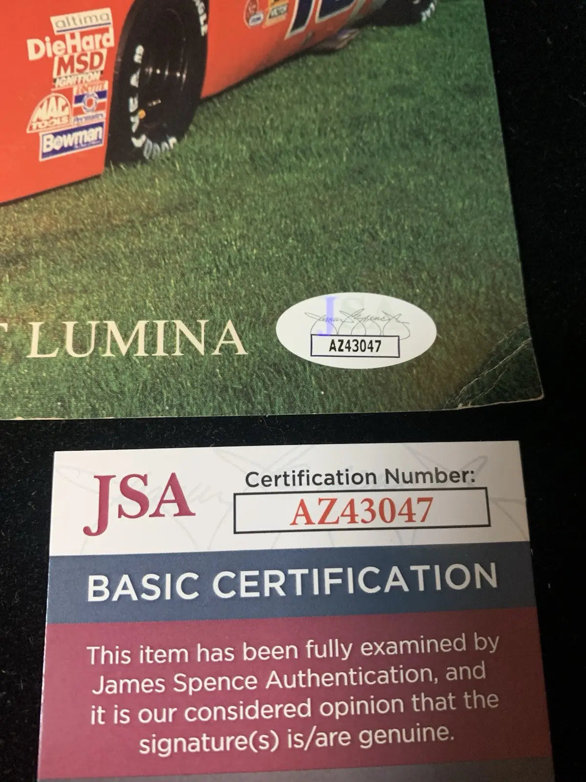 JSA certified autographed photo of 1991 Derrike Cope Purolator Chevrolet Lumina