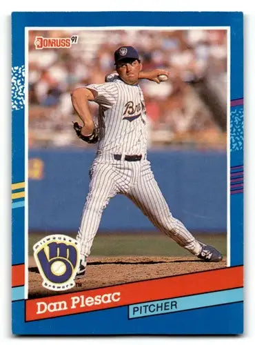 1991 Donruss #104 Dan Plesac Milwaukee Brewers Baseball Cards EX/NM ID:57705 - Baseball Card Single