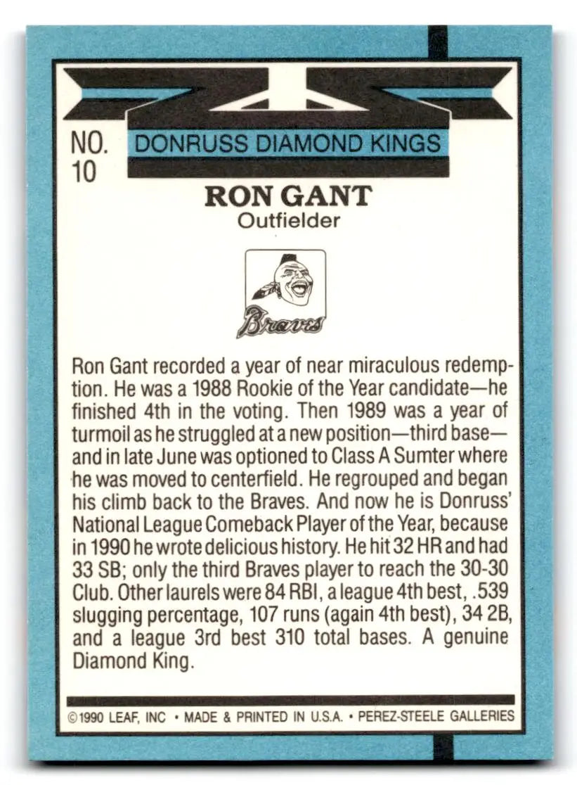 1991 Donruss #10a Ron Gant - Baseball Card Single