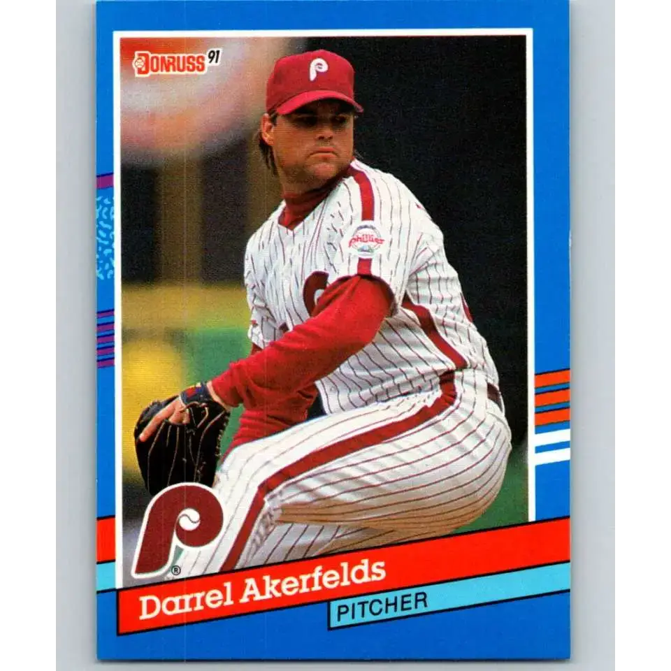 1991 Donruss #110 Darrel Akerfelds NM-MT Philadelphia Phillies Baseball Card - Baseball Card Single