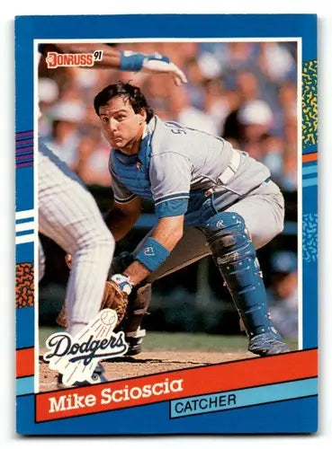 Original gloss baseball trading card of Mike Scioscia Los Angeles Dodgers team