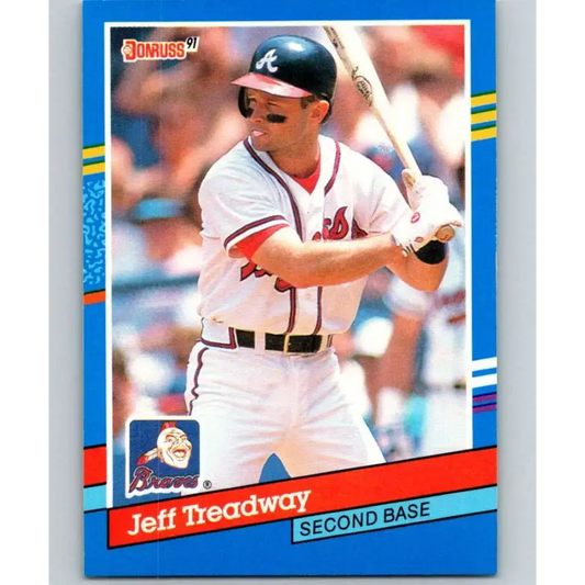 1991 Donruss #117 Jeff Treadway NM-MT Atlanta Braves Baseball Card - Baseball Card Single