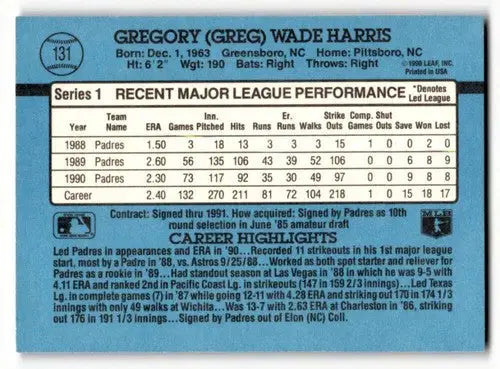 1991 Donruss #131 Greg Harris San Diego Padres Baseball Cards EX/NM ID:55321 - Baseball Card Single