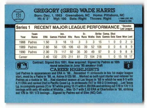 1991 Donruss #131 Greg Harris San Diego Padres Baseball Cards EX/NM ID:55320 - Baseball Card Single